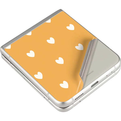 Yellow and White Hearts Galaxy Z Flip3 5G Skin
